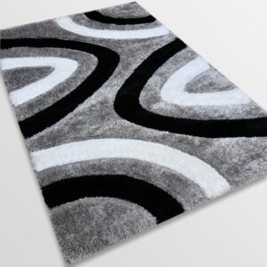 Рошав килим - 3Д Софт Шаги 325 Сив/Черен
