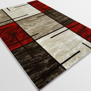 Модерен килим - Ирис 592 Бежов/Червен