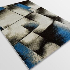 Модерен килим - Ирис 596 Бежов/Син