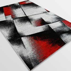 Модерен килим - Ирис 596 Сив/Червен