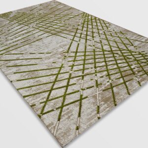 Модерен килим - Ирис 899 Бежов/Зелен