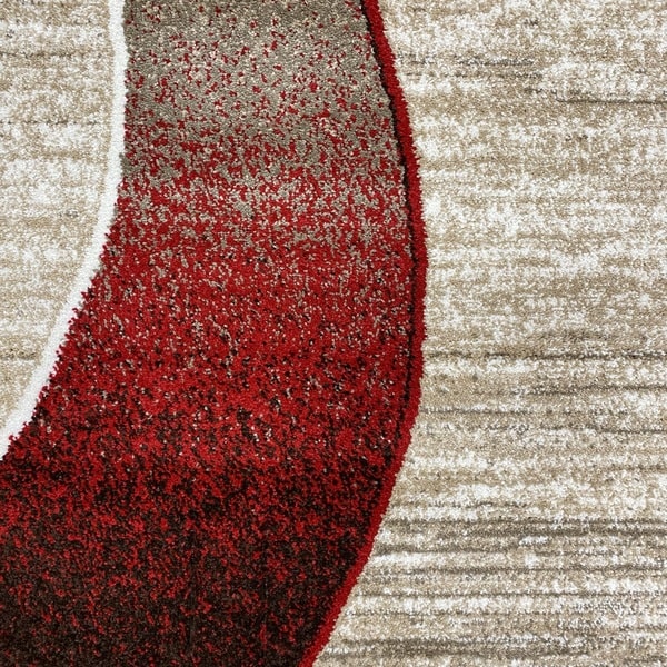 Модерен килим - Ирис 582 Бежов/Червен - детайл - 1
