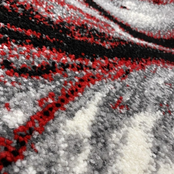 Модерен килим - Ирис 591 Сив/Червен - детайл - 2