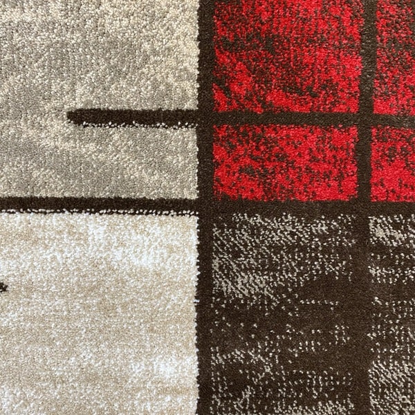 Модерен килим - Ирис 592 Бежов/Червен - детайл - 1
