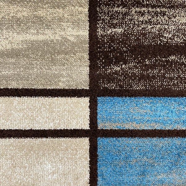 Модерен килим - Ирис 592 Бежов/Син - детайл - 1
