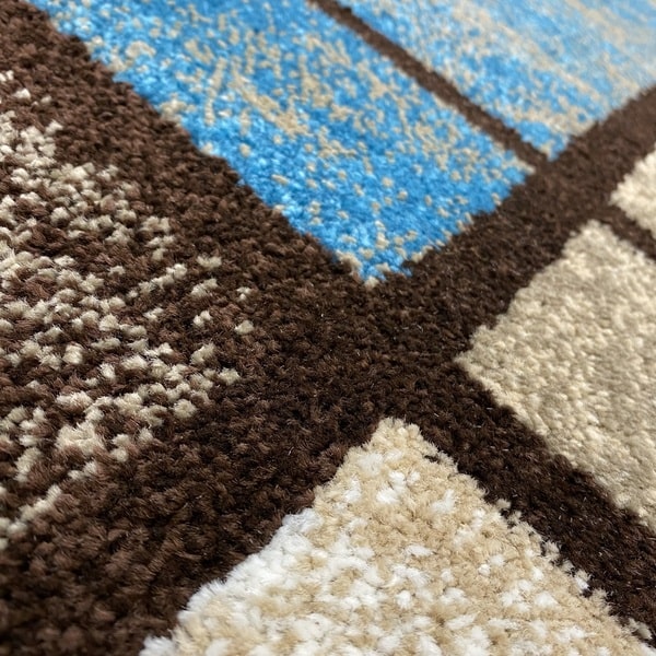 Модерен килим - Ирис 592 Бежов/Син - детайл - 2