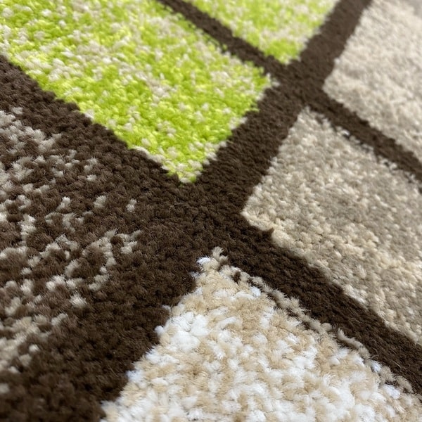 Модерен килим - Ирис 592 Бежов/Зелен - детайл - 2