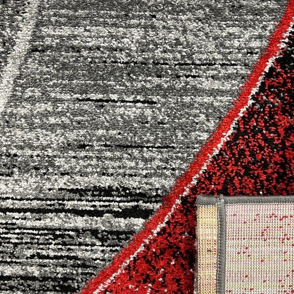 Модерен килим - Ирис 582 Сив/Червен - детайл - 3