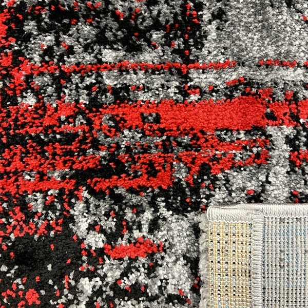 Модерен килим - Ирис 595 Сив/Червен - детайл - 3