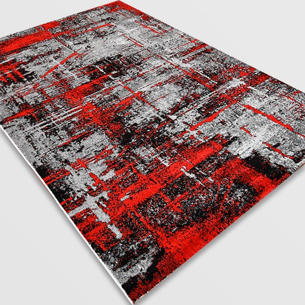 Модерен килим - Ирис 595 Сив/Червен