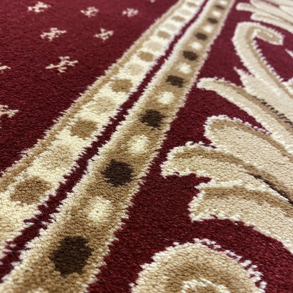 Тъкан килим – Корона 6181 Червен - Кръг - детайл
