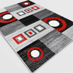 Модерен килим - Ирис 083 Сив/Червен