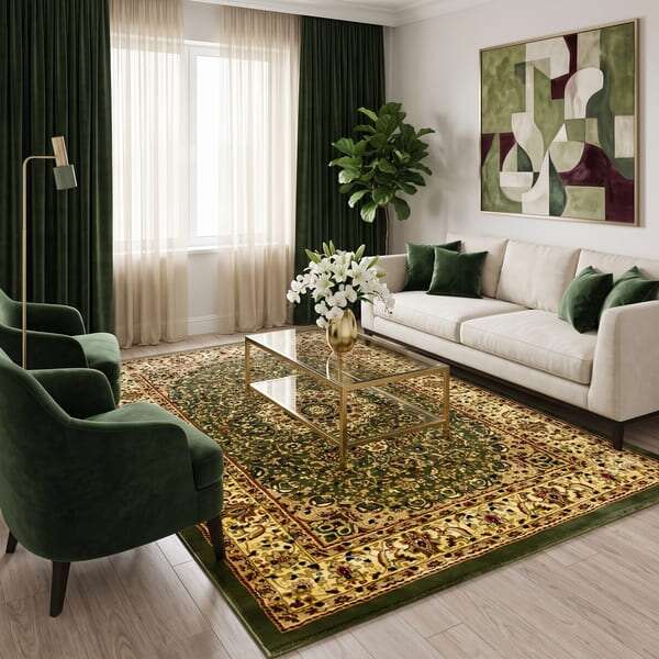 Класически килим – Корона 4306 Зелен - интериор